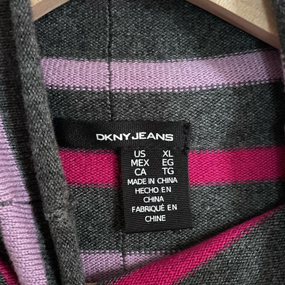 DKNY Jeans Striped Cotton Cashmere Blend Funnelneck Sweater Size XL - Picture 4 of 12